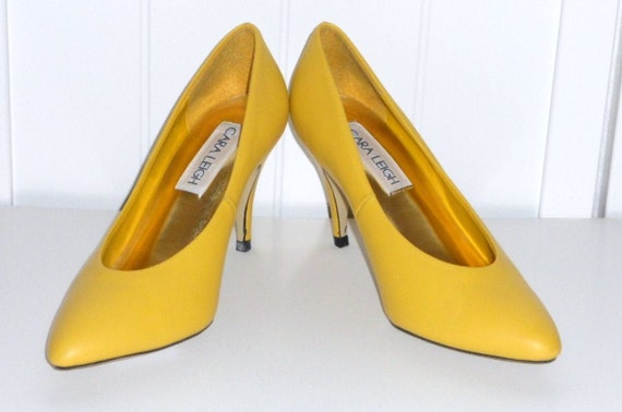 mustard colored high heels