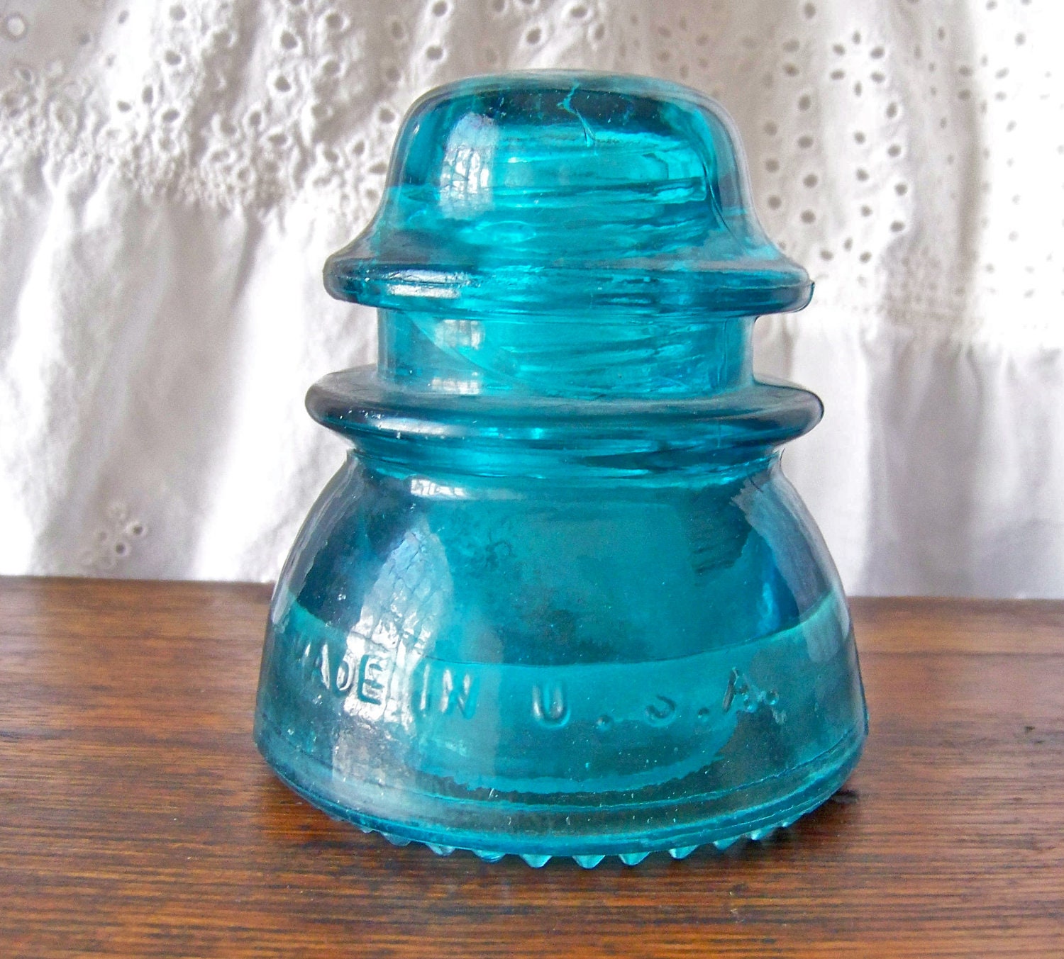 Vintage Glass Insulator Turquoise Hemingray 42