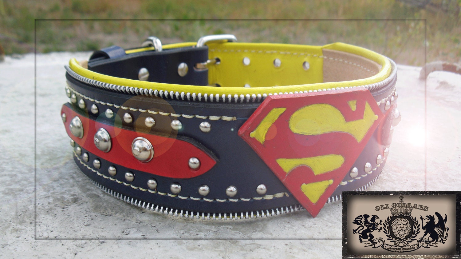 Superman Dog Collar by OLICOLLARS on Etsy