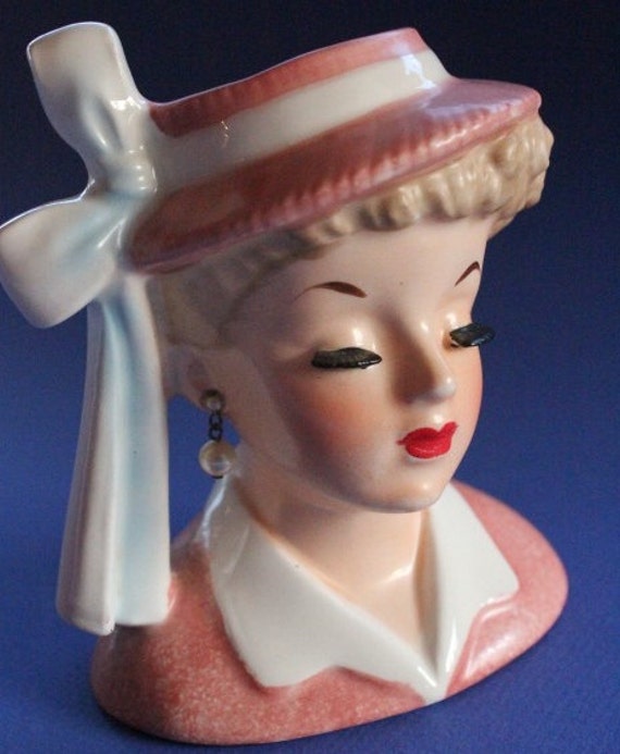 Napco C3342B Lady Head Vase 1958 Lady Head Vase Pink Lady