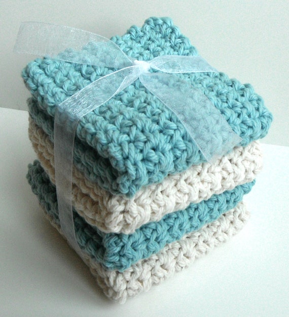 Crochet Dishcloths Washcloths Set of 4 For Kitchen or