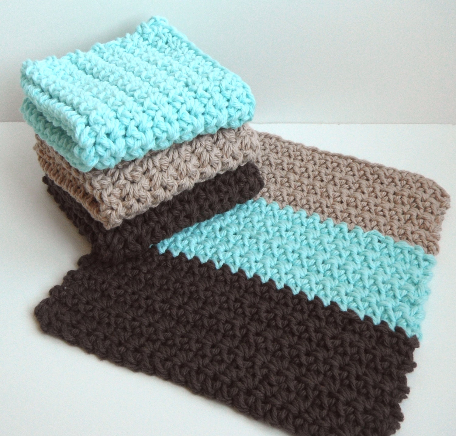 Crochet Dishcloths Washcloths Set of 4 For Kitchen