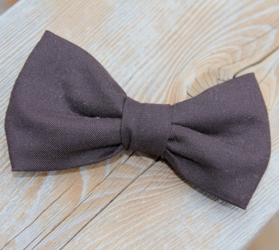 Dark Chocolate Brown Bow tie clip on pretied with strap or
