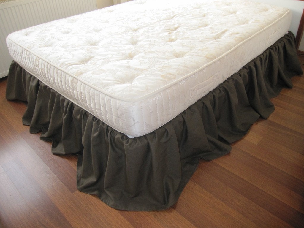 Cal king or queen bed skirt dust ruffle solid dark by nurdanceyiz