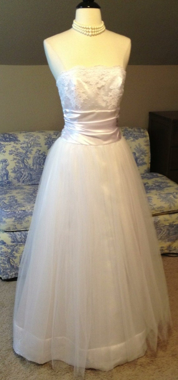 Vintage Jessica McClintock Strapless Wedding Dress XS