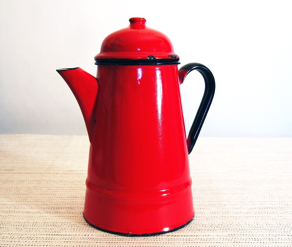 Enamelware Red Coffee Or Water Pot By Frenchgypsy On Etsy 2735
