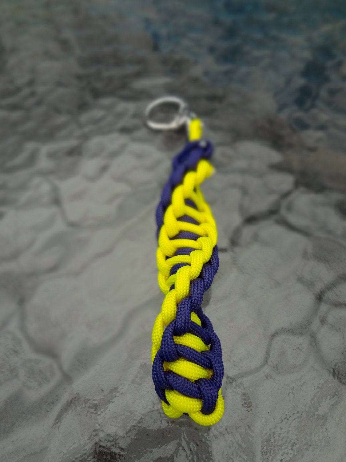 Double Helix Paracord Keychain Yellow/Purple