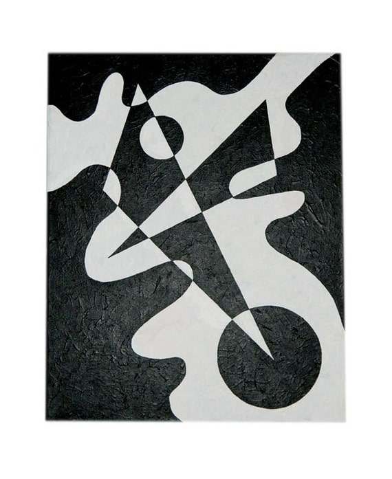 abstract shapes with black outline painting