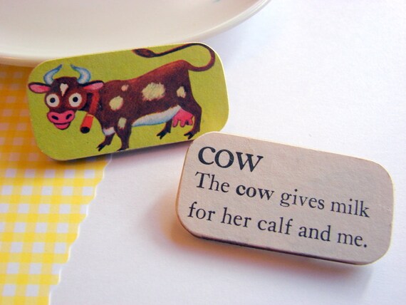 Cow Pin Set  The Cow Gives Milk For Her Calf and Me by mimiandlucy