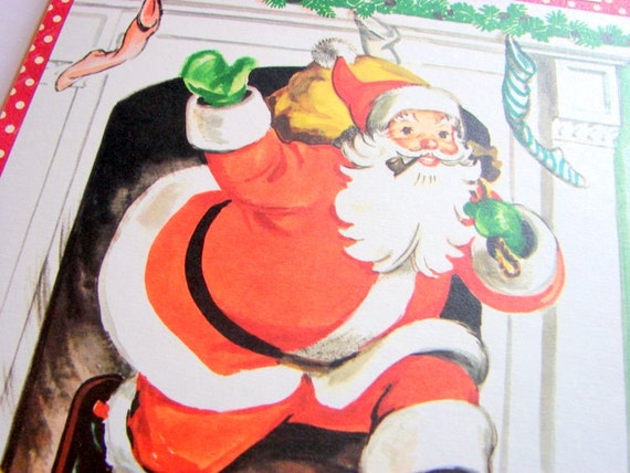 Christmas Holiday Wall Art Decor  Santa Coming Down by mimiandlucy