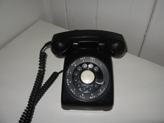 Vintage 1950's Rotary Phone Black Desk Phone By Northcountryroots