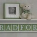 Green Baby Wooden Name Signs Nursery Decor 30" Shelf Linen Off White with 8 Wooden Wall Letters - BRADFORD