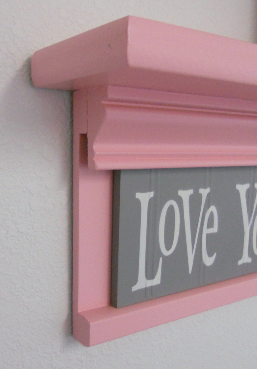 Gray and Pink Baby Girl Nursery Shelves Love You To The
