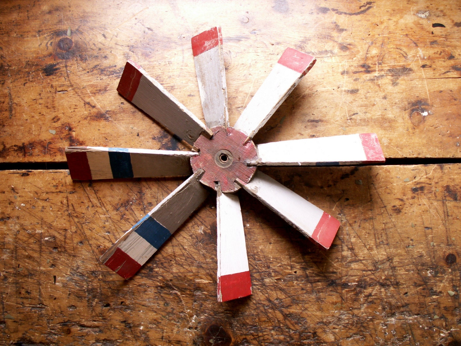Vintage Red White and Blue Wooden Windmill Blades by CopperAndTin