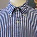 Brooks Brothers Shirt Button Down Red White Blue Striped Chambray 17.5-34