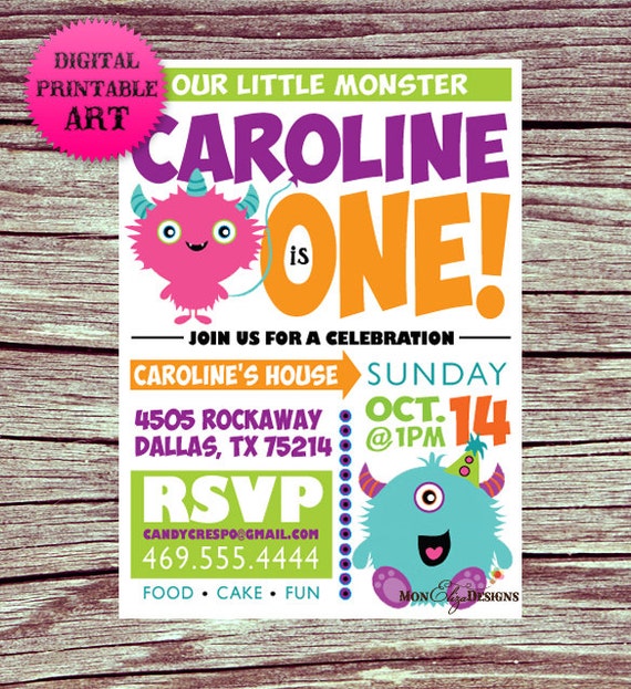 Items similar to Our Little Monster First Birthday Party Invitation on Etsy