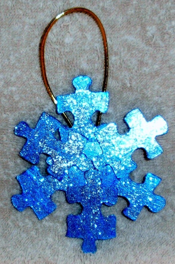 Christmas Puzzle Piece Ornaments