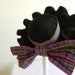 Vintage Black Straw Hat with Silk Plaid Bow by Medford