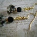 Black Twisted Glass Beaded Earrings Copper Clear Gold Jewelry