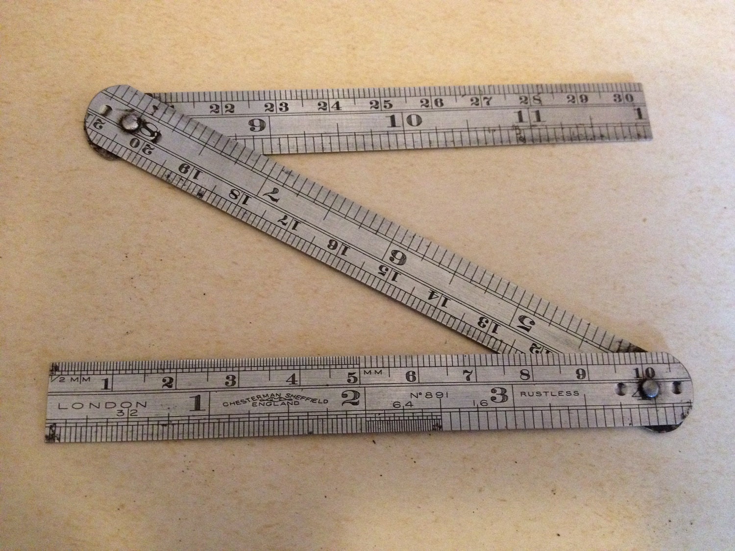 Vintage Imperial And Metric Metal Ruler