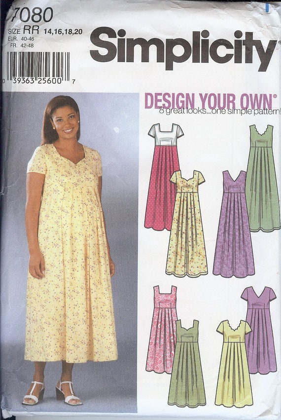 Maternity Dress Pattern Simplicity 7080 Sizes 14-20 by Zombarella