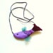 PURPLE FISH, Eco-Friendly Jewellery, Silk Pendant, Textile Necklace, Statement Accessory