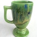 Pablo Picasso "Inspiration exists, but it has to find you working" Hand-Painted Quote Mug - Narrow, peacock green goblet