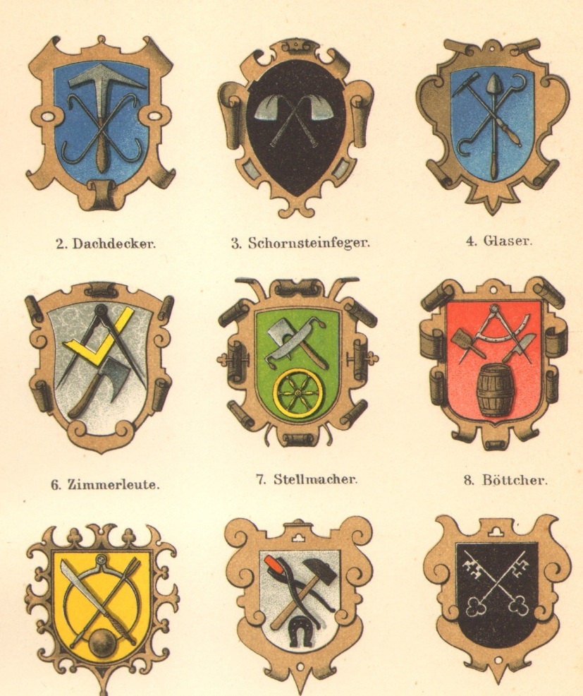 1902-coats-of-arms-of-guilds-ii-carpenter-by-cabinetoftreasures