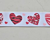 Wild at heart on white 7/8" grosgrain ribbon Valentines Il_170x135