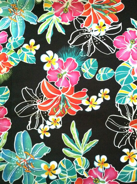 Items similar to Hawaiian Print Fabric, Floral Hawaiian Fabric ...