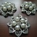 Pearl and Rhinestone brooch - perfect for DIY brides or crafting - Set of 3