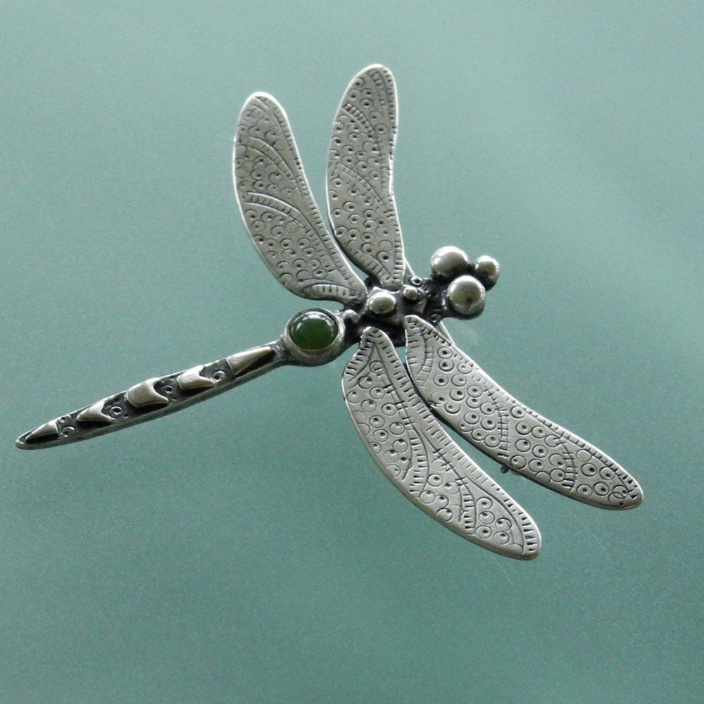 Dragonfly Brooch sterling silver by BobsWhiskers on Etsy