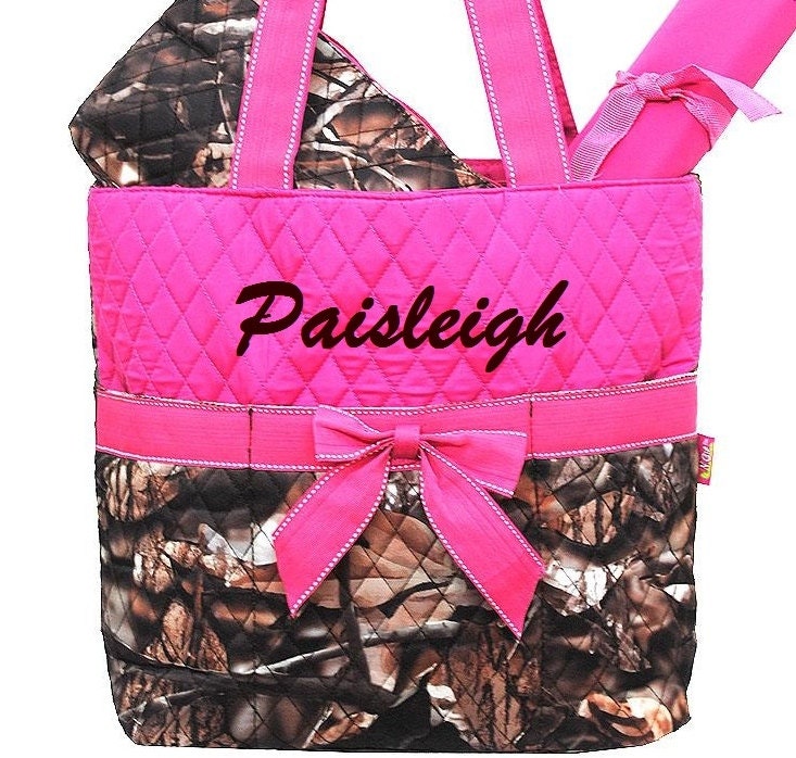 Personalized Camo Hot Pink Diaper Bag 3pc Set