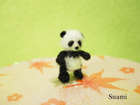 Micro Panda 1/2 inch Thread Crochet Amigurumi Bear Stuff