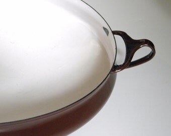 Vintage Brown Dansk Kobenstyle Enamel Paella Pan - Chocolate Brown Dansk