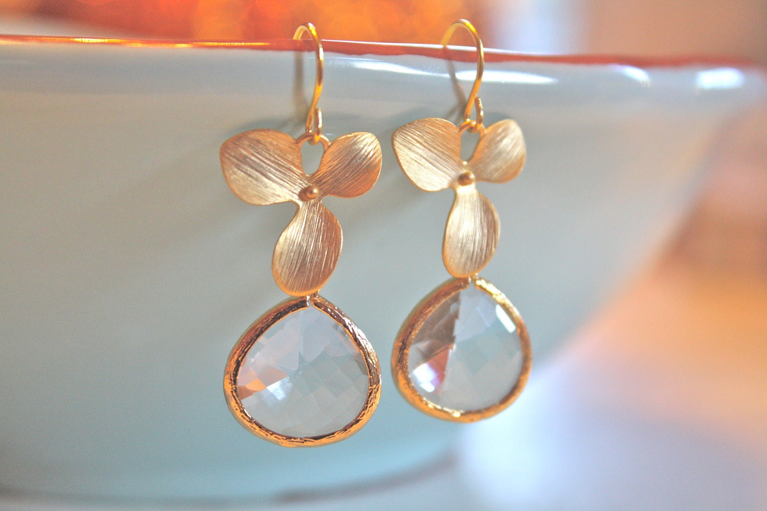 Gold Earrings Drop Earrings Dangle Earrings Bridesmaids Jewelry, Dainty Gold Earrings, Bridesmaid Earrings Best Friend Gift Girlfriend Gift