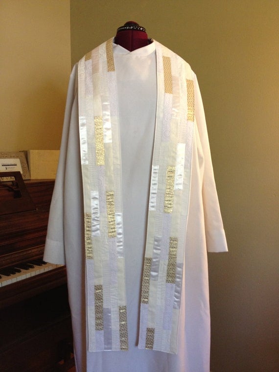 White/Christmas/Easter/Baptism Clergy Stole by SageTextiles
