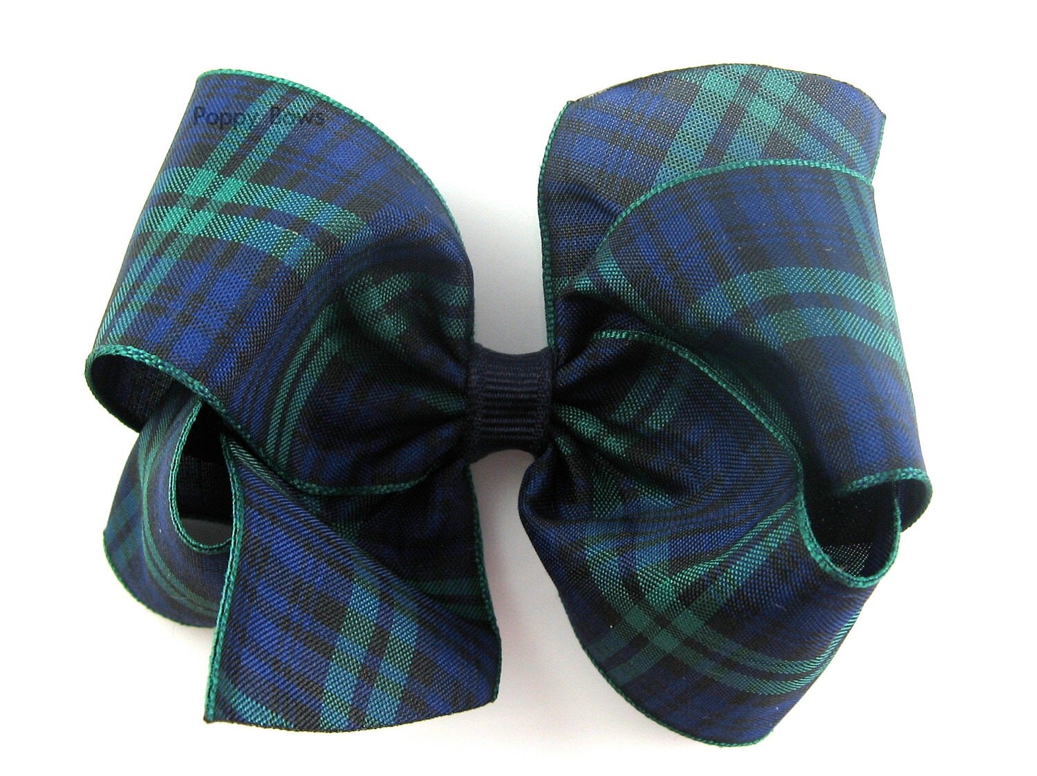 Blue and White Plaid Hair Bow with Clip - wide 7