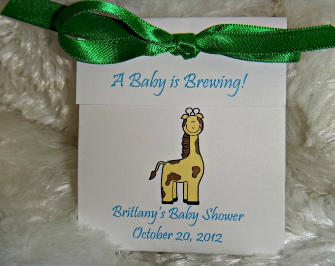 Giraffe Baby Shower Tea Bag Favors Zoo Animals Girl or Boy Baby Sprinkle Party Favors