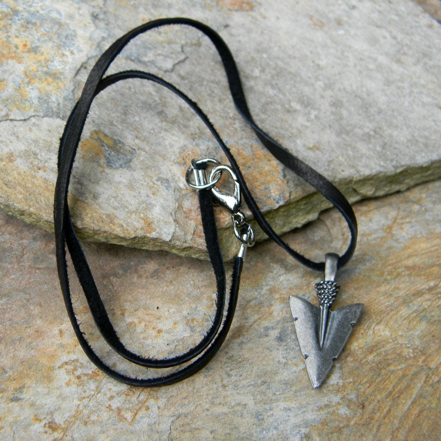 Arrowhead necklace for man mens leather cord necklace for