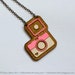 50% off - Neon Pink Holga Vintage Camera Wood Necklace Original Artwork by Yellow Heart Art