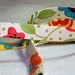 Fabric Lanyard ID Badge Lanyard Key Ring Cream Background With Red Blue Green Orange