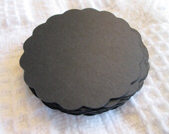 20 Large Black Scalloped Circle Punches Die Cuts Embellishments 4 inch --