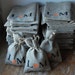 CUSTOM listing for Carly. Burlap Linen Favor Bags.Design No 2 . PERSONALIZED initials. Set of 5 .