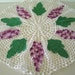 Kitschy White Crochet Doily Purple Grapes Green Leaves