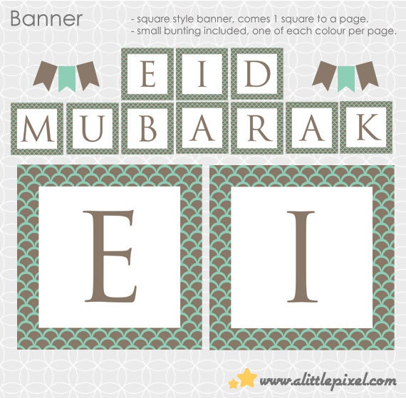 Party Printable DIY EID Mubarak Banner And Bunting Instant