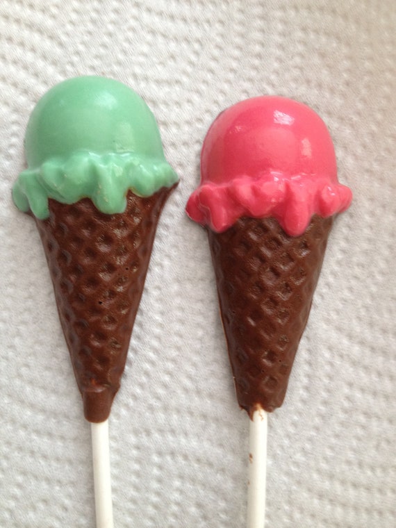 24 ICE CREAM PARTY Chocolate Lollipops Party Favors Birthday