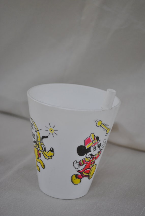 Vintage DISNEY on PARADE Plastic Straw Cup NOS Mickey Mouse