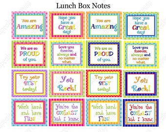 Lunch Box Notes Boy and Girl Printable INSTANT DOWNLOAD Sale DIY