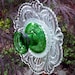 Garden art, glass flower, suncatcher, plant stake, yard ornament, garden sculpture, green glass